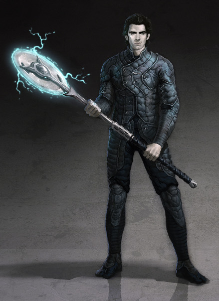 A man in padded armor wielding a diskos