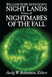 Cover for Night Lands Volume 2, showing a flaming green sun.